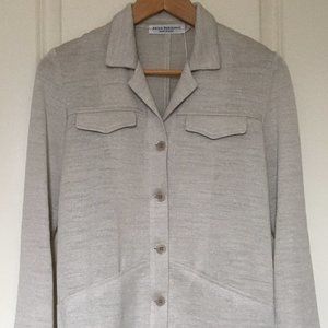 Knitted linen-blend jacket, oatmeal, IT42, NWT